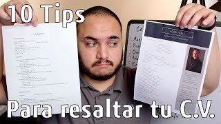 10 Consejos para resaltar tu Curriculum