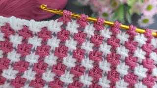 Super idea !! three -color * Super Easy Tunisian Crochet Baby Blanket For Beginners online Tutorial