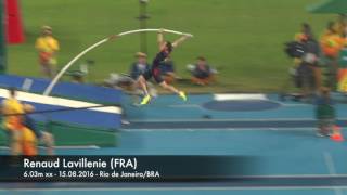 Renaud Lavillenie (FRA) almost over 6.03m at the 2016 Olympic Games.