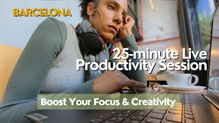 25 min  Live Productivity Pomodoro Study with Me | Real time (with music) at a Coffee Shop