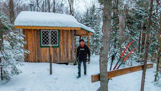 X-Country Skiing to Remote Off Grid Cabin (Peaceful Winter Moments)