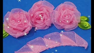 DIY-MINI ROSA DE ORGANZA RÁPIDA E MARAVILHOSA!!!