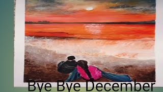 How To Paint Romantic Couple Painting!! How To Make Sunset Painting For Lovers!!