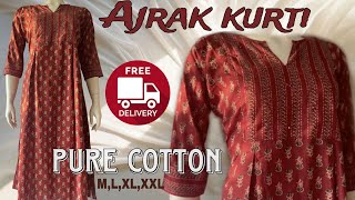 Pure cotton Ajrak kurti🔥🔥 Free shipping🛒|Daily wear dress|Eva designs|#kurti#cotton