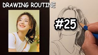 Learning how to draw a beautiful woman with the Loomis Method, step by step - Drawing Routine #25