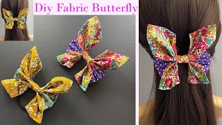 💖 Diy Large Fabric Butterfly Hair Clips | How to Make Fabric Butterflies | Butterfly Bow Hair Tie