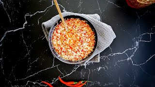 Firecracking minced chili-garlic in vinegar sauce that will last up to 6 months!