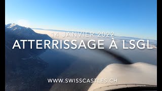 Atterrissage avec beaucoup de brume à Lausanne (LSGL 14 janvier 2022) Landing LSGL via Sierra.