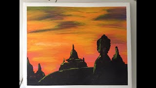 How to Paint Borobudur and the Lost Soul / Acrylic Painting / Belajar Melukis #11