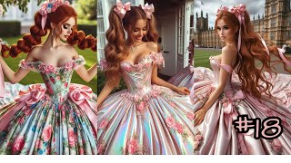 Satin Ball Gowns with Trains & Huge Petticoats