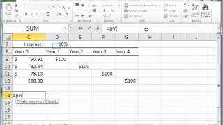 Computing the present value of future cash flows using the Excel PV function