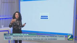 Prazo para justificativa eleitoral no primeiro turno das eleições de 2024 termina em 5 de Dezembro