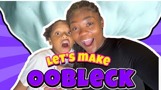 KAIDENCE & CHALAYA MAKE OOBLECK! SO COOL! #science #oobleck #scienceexperiment