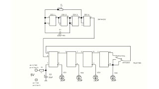 Световые эффекты на светодиодах на D-триггере 74LS175N и генераторе