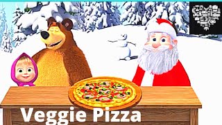 MASHA and BEAR PIZZERIA How to make Veggie pizza game to Father Frost