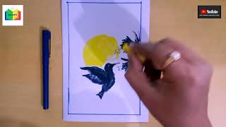 How to draw Birds whispering in sunset #drawing