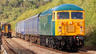 56081 in New BR Blue Livery Screams Through East Midlands Parkway (14/09/22)