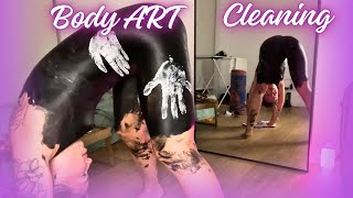 [4K USA Housewife Body art suit How to clean afloor? Transparent Haul See Through Try On