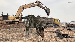 Máy Xúc Múc Đất Gặp Khủng Long Và Xác Sống | Dinosaurs and zombies in real life