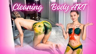 [4K USA Housewife] Transparent cleaning | How to clean a bath? See Through Set Try On with Iva Berg