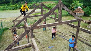 TIMELAPSE: Restore old wooden house - Build wooden cabin house start to finish - Duong bushcraft