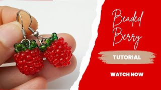 Berries beaded bead earrings//How to make jewelry//Beaded berry tutorial