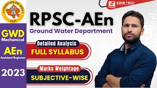 RPSC AEn Syllabus | Ground Water Department (GWD) AEn Mechanical Engineering | Subject wise Analysis