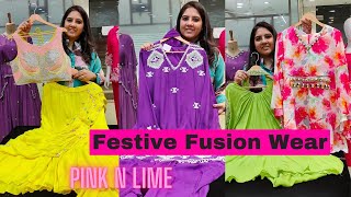 Festive Fusion Wear | Pink N Lime ||