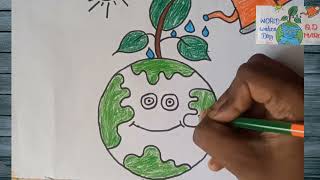 World Earth day drawing | save tree save Earth | World earth day poster drawing easy step-by-step