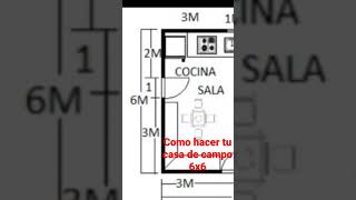 Casa Pequeña sencilla 6x6 plano #shorts #casas #construccion