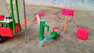 Diy tractor mini borewell drilling machine | submersible water pump | science project