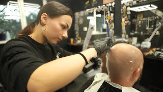 Ultimate Head Shave Masterpiece by Ukrainian Barber