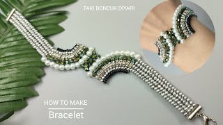 İNCİ VE RONDELA BONCUKTAN ZARİF BİLEKLİK YAPIMI /DİY/ ELEGANT BRACELET MADE FROM PEARL AND RONDELLE