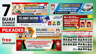 FREE - 7 Buah Desain Banner/Spanduk PILKADES - CorelDRAW Template #EdukasiGrafis