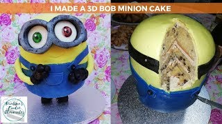 I MADE A 3D BOB MINION CAKE | Tutorial | Kurlina's Foodie Chronicles