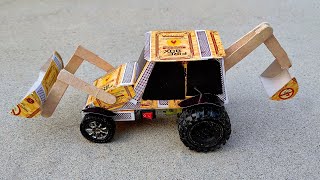 How to make JCB at Home from Matchbox | DIY JCB Backhoe Loader | Mini JCB Science Project