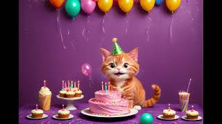 Happy Birthday Meow Meow with lyrics #ai #cat #kitty #shorts #comedy #cartoon