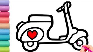 How to Draw Cute Scooter Easy | Drawing for kids easy step by step,Very very easy drawing