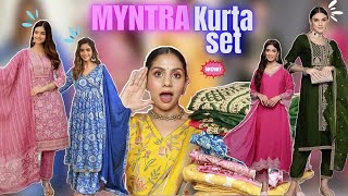 huge myntra EORS haul🥰 trendy kurta sets upto 70% off try on haul 🥰 #myntra #myntrahaul #sale #trend