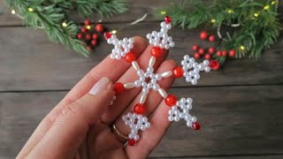 Снежинка из бусин /beaded snowflake