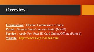 NVSP Voter ID Form 6 Apply Online/Offline - National Voter's Service Portal