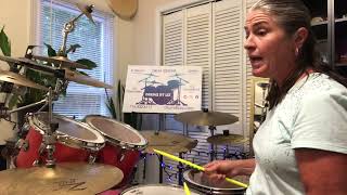 A flam accent polyrhythm incorporating a Latin foot ostinato for intermediate/advanced drummers