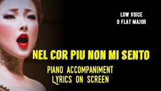 NEL COR PIU NON MI SENTO Italian song for classical vocalists low voice D flat major piano / lyrics