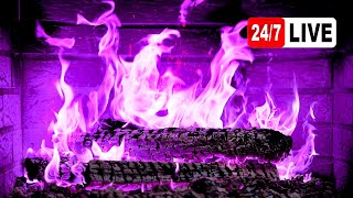 🔥 PURPLE FIRE 4K (LIVE 24/7). Magic Fireplace with Crackling Fire Sounds