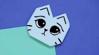 Marcapáginas de gato de origami | Cómo hacer un gato de papel