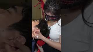 jenny wearing mask while she give me a neck massage.