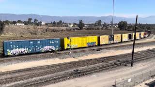 UP 8193 Leads Westbound Manifest Train Passes Through West Colton Yard