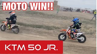 5 Yr Old Wins First Moto on KTM 50 Jr [GOPRO]