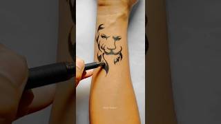 Lion Tattoo With Pen #shorts #liontattoo #youtubeshorts