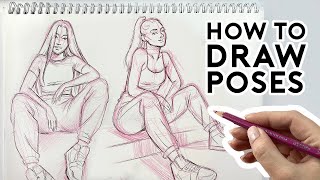 HOW TO DRAW POSES- Full Body & Sitting Poses | Drawing Tutorial